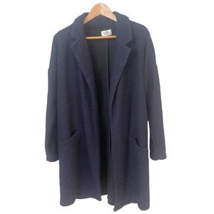 Marine Layer Blue Birdseye Duster Shacket Coatigan Sweater Womens Size Large